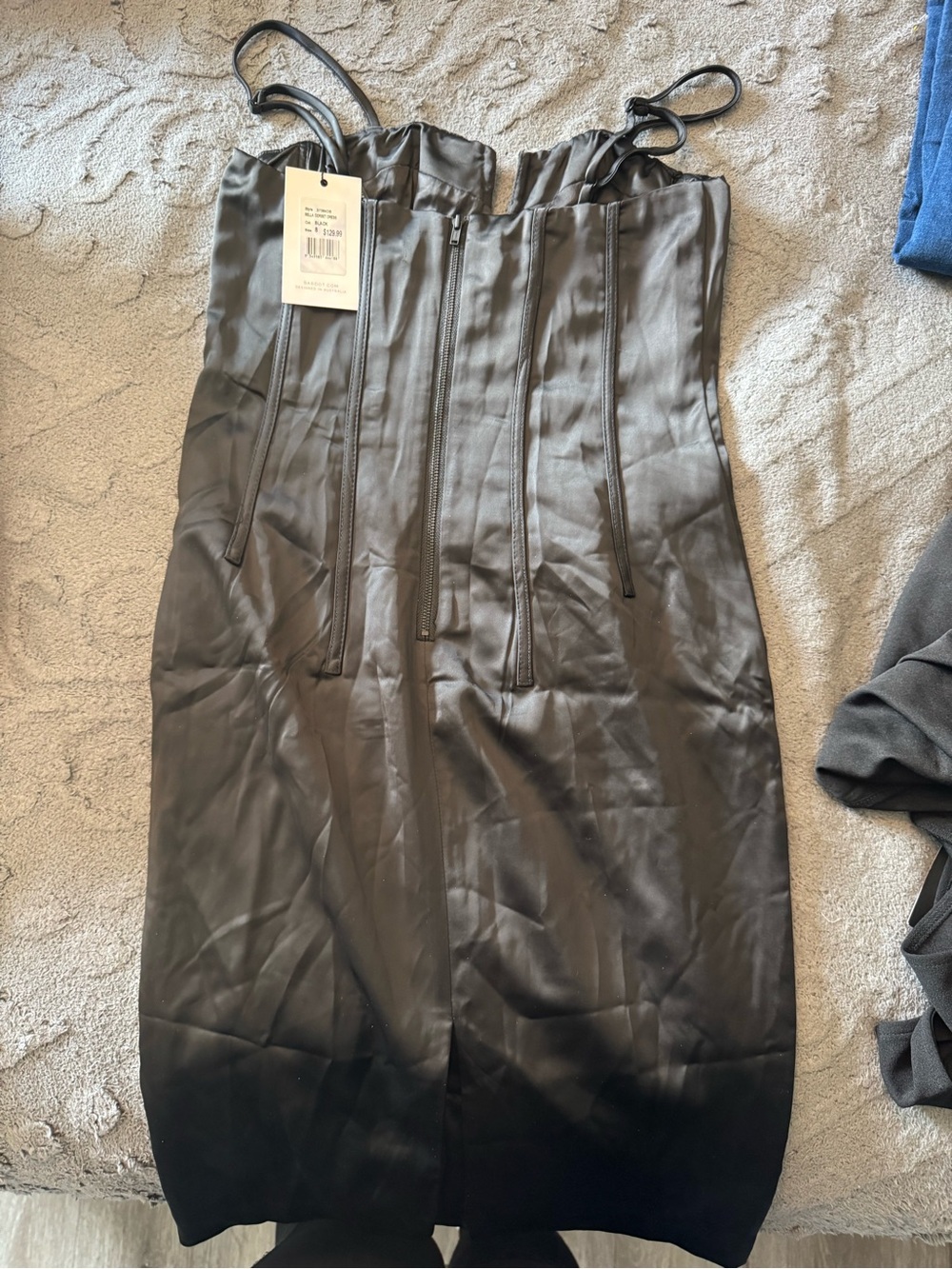 Women's charcoal Satin with Corset Detail